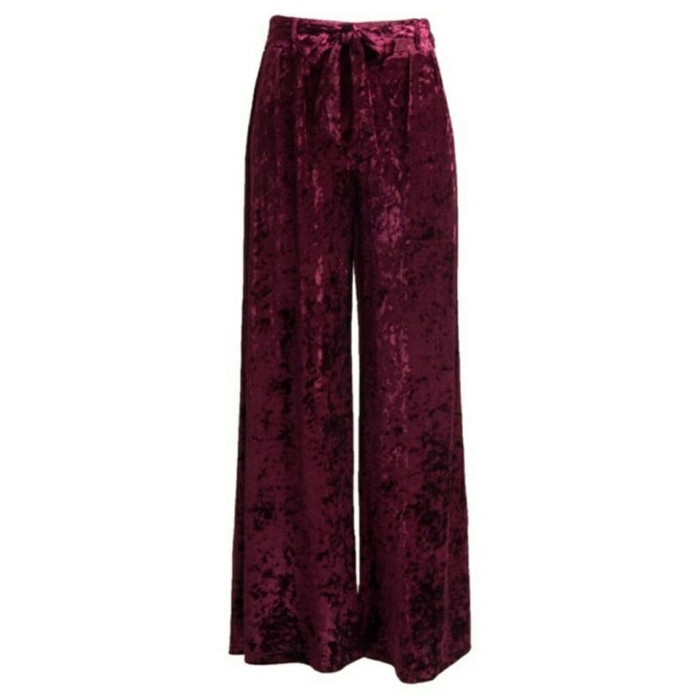 ONE LEFT! Wide Leg Velvet Pants - Picture 3 of 4